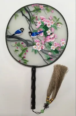 Ручная работа шелк тутового шелкопряда готовая Сучжоу вышивка круглый веер двусторонняя вышивка животные птицы и веер с цветами 7 - Цвет: NO.7