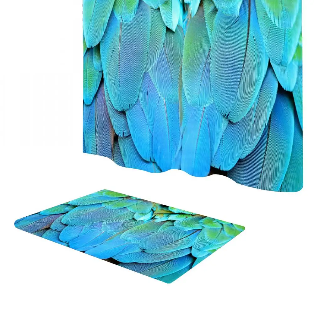 US $19.25 Feather Print Shower Curtain Moldproof Waterproof Bathroom Curtain Luxury Bath Curtains Rideau De Douche Bathroom Product