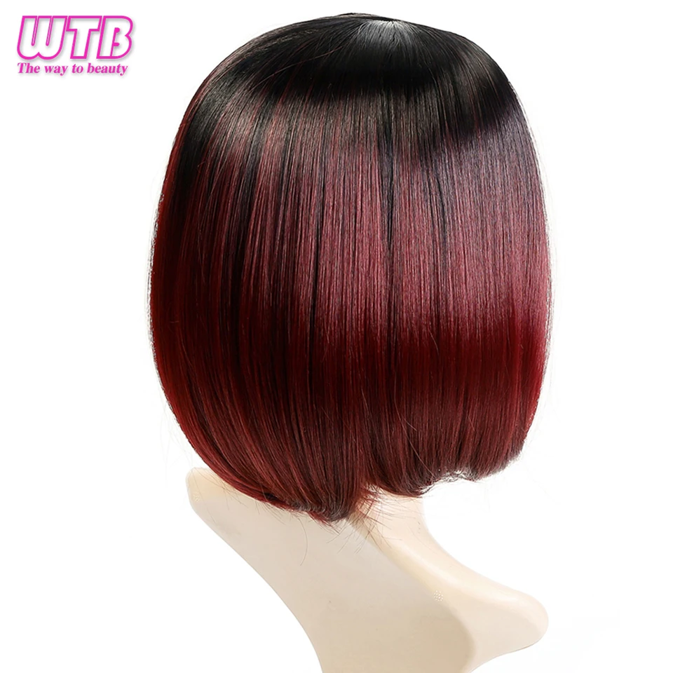 WTB синтетический короткий Боб Омбре парик для женщин прямые волосы два тона темные корни парик термостойкий косплей парик