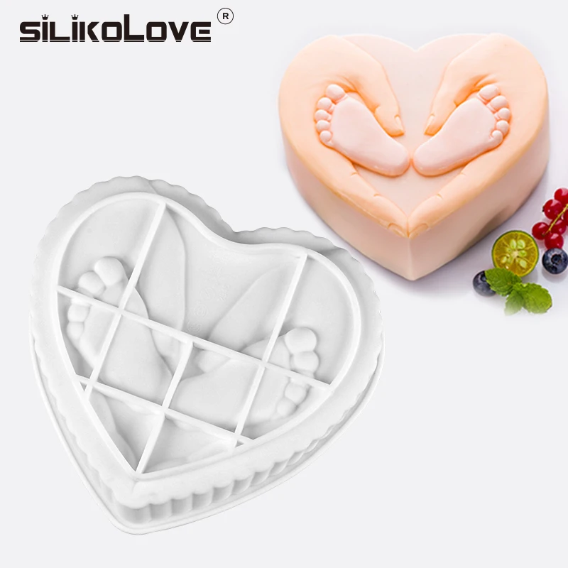 

Silicone Mold Heart Shape Baby Feet Cake Design Pan Mousse Mold Baking Decorating Tools Accessories