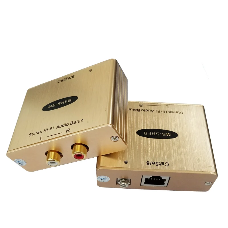 

Stereo Audio Hi-Fi Transceiver Unbalanced line level Audio to Cat5 Adapter Stereo RCA Audio Extender With 2KV Surge Protection