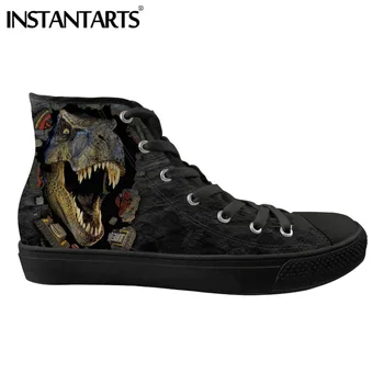 

INSTANTARTS Men's Vulcanize Shoes Cool Animal Casual High Top Shoes 3D Dinosaur Galaxy Wolf Print Canvas Shoes Spring Sneakers