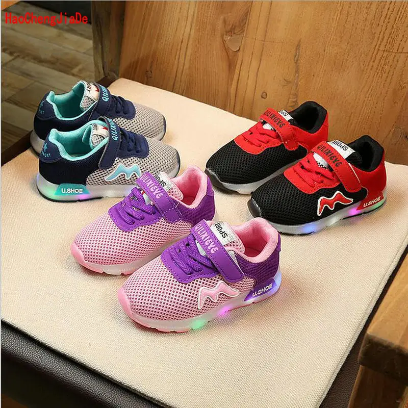 

New Children flat shoes Sneakers Fashion Sport Led Luminous Lighted Shoes for Kids Boys Girls Casual Shoes EU Size 21~30