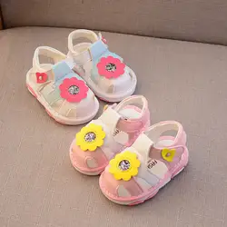 Детская обувь из кожи, милые детские сандалии для девочек, дышащие новые летние модные сандалии, обувь P