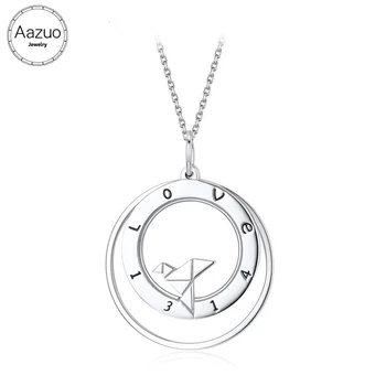 

Aazuo 100% 18K White Gold None Stone Thousand Paper Cranes Pendent Necklace gifted for Women Wedding Double Link Chain Au750
