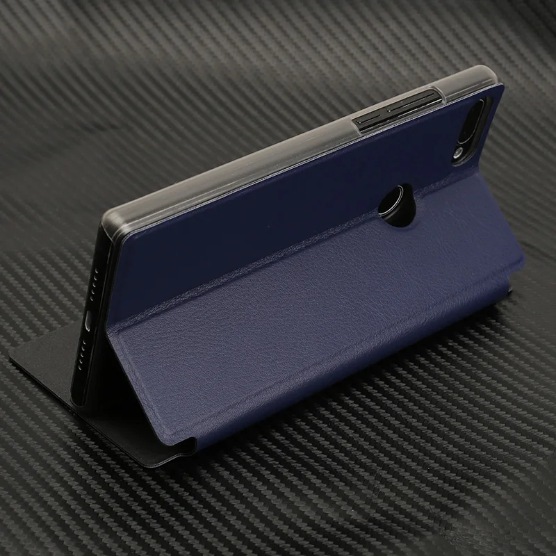 Роскошный кожаный чехол ocube Vernee Mix 2, Специальный защитный флип-чехол с подставкой из искусственной кожи для Vernee Mix 2, 6,0 дюйма, мобильный телефон - Цвет: Синий