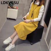 Вязаное платье без рукавов, женское длинное свободное платье большого размера, платья-свитеры на осень и зиму, Новые повседневные платья для женщин, Vestidos Tide Is1478