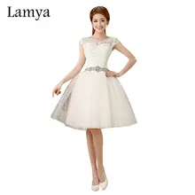 Lamya кружевное короткое Хрустальное романтичное свадебное платье модное свадебное платье с поясом Vestido de noiva
