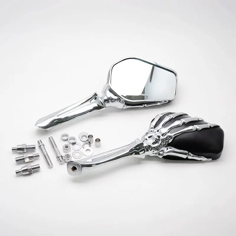 Brand New Motorcycle Mirror chrome CHROME SKELETON SKULL CUSTOM Street