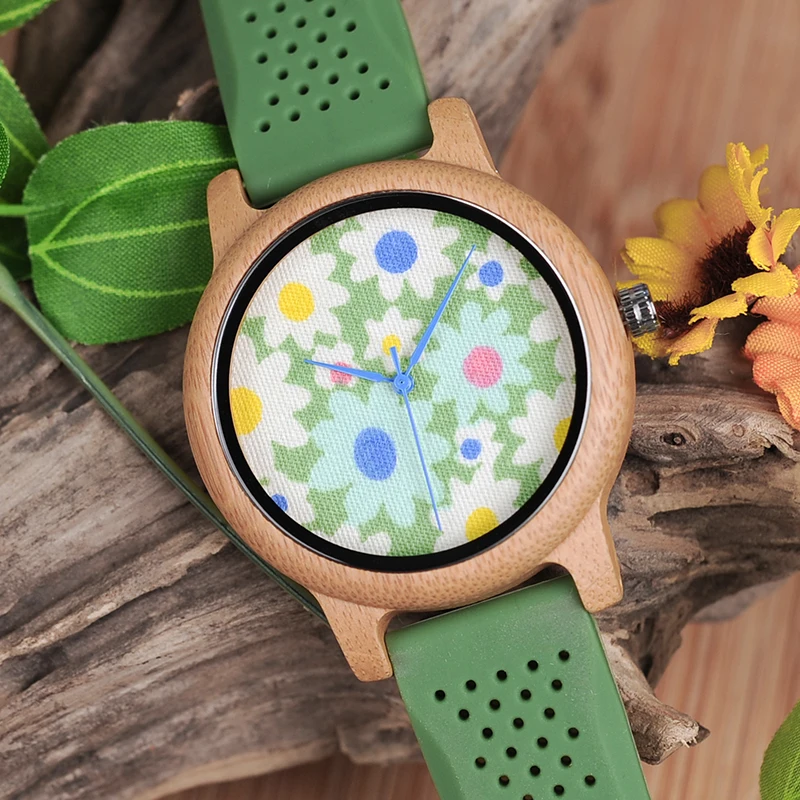 BOBO BIRD Bamboo Wooden Watches Men With Silicone Straps Quartz Movement Sport Wrist Watch in Wood Box erkek kol saati
