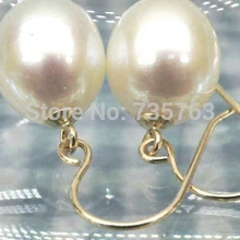 Xiuli 00255 Великолепный 9.5*10 мм белая капля south sea pearl мотаться hook серьги 14KGP желтое золото
