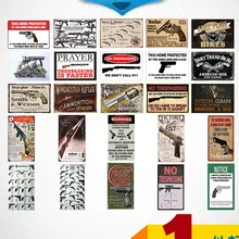 Пистолет Предупреждение ющий знак на заказ оптом потертый шик жестяная металлическая живопись знаки Оловянная Марка железная художественная стена наклейки