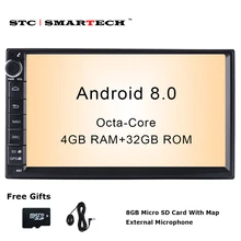 SMARTECH 2 Din Octa Core Android 8,0 автомобиль радио gps-навигация Авторадио системы 4 Гб оперативная память 32 Встроенная Поддержка TPMS 3g Wi Fi DAB OBD DVR