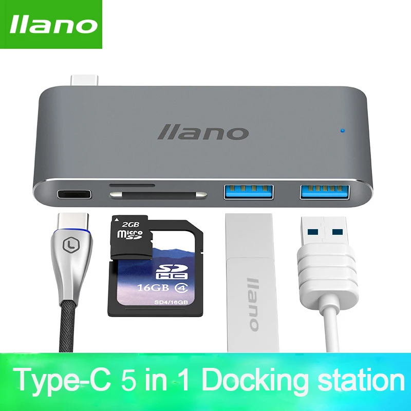 

Laptop USB Thunderbolt 3 5-in-1 C-adapter for MacBook Pro 13/15-inch 4K HDMI USB-C USB 3.0 SD / TF Reader PD Adapter