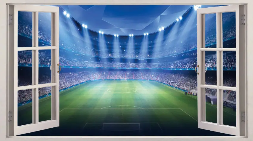 

Free shipping 3D Effect Window WALL STICKERS Fantasy Football Stadium Vinyl Decal Decor Mural Wall Sticker Home Decor Gift