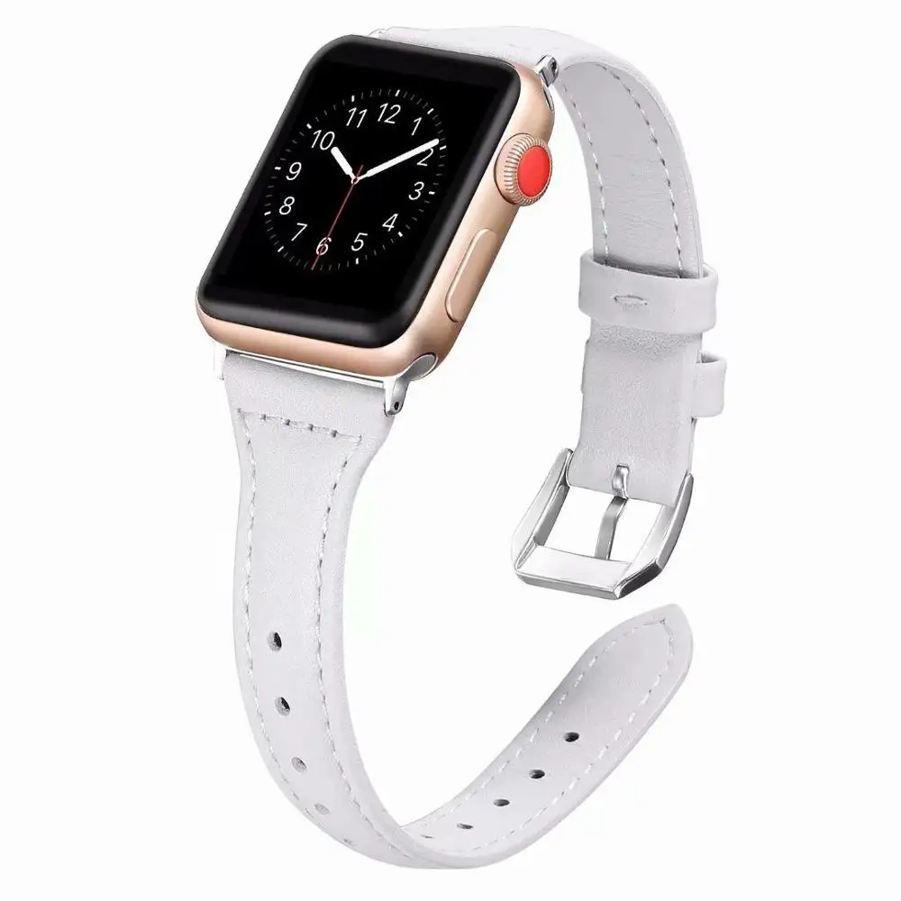 Тонкий кожаный браслет для Apple Watch 42 мм 38 мм 44 мм 40 мм серия 3 2 5 для iWatch 4 ремешок для часов аксессуары для умных часов