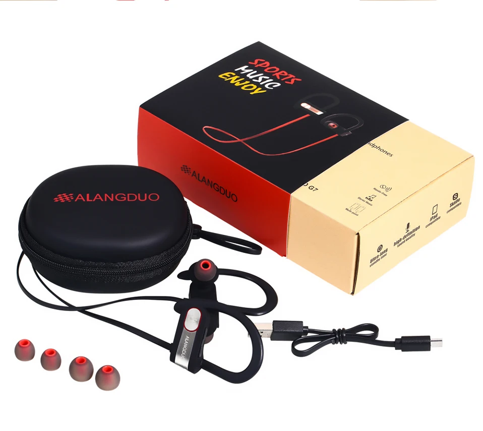 ALANGDUO G7 Plus Спортивный Bluetooth-наушник для ушей Беспроводные наушники V4.1 Гарнитура 3bluetooth наушники наушники беспроводные