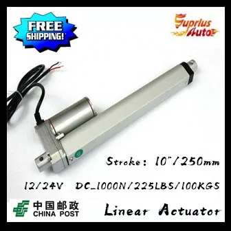 

Free Shipping : DC 12V/24V 10inch/250mm linear actuator with mounting brackets, 1000N/100kgs load linear actuators For cars