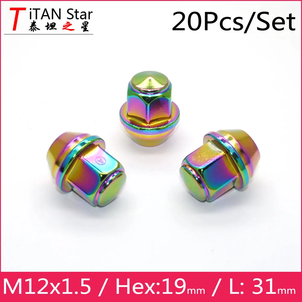 20 шт. Hex19mm M12 x 1 5 цветные гайки для колес открывания колеса FIESTA ford FOCUS Turnier KA MONDEO C MAX