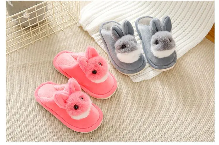 kids home shoes slippers girls cartoon rabbit indoor slippers children cotton slippers winter/auutmn baby warm shoes cute velvet