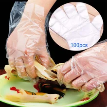 100PCS/LOT Eco-friendly Disposable Gloves PE Garden Household Restaurant BBQ Plastic Multifuctional Gloves Food