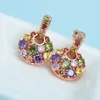 LUOTEEMI New American Style Multicolour Cubic Zirconia Round Shape Small Pendant Earrings For Women Gifts Brinncos ► Photo 2/6