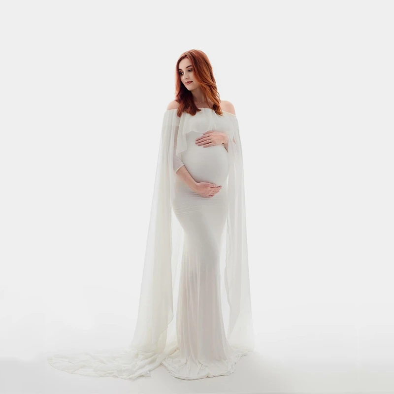 Le Couple 2018 Baby Shower Cape Maternity Photography Props Cape Ruffles Maternity Cloak Pregnancy Photography Shoots Cape