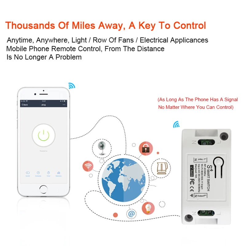 QIACHIP RF Wifi переключатель RF 433 MHz 10A/2200 W беспроводной переключатель 86 Тип вкл/выкл переключатель панель 433 MHz RF WiFi Пульт дистанционного управления Передатчик