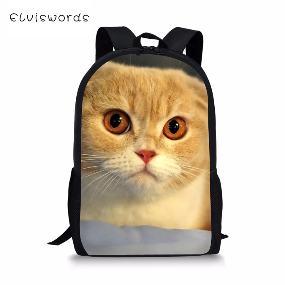 ELVISWORDS Детский рюкзак шотландский складной Рисунок кошки детские школьные сумки для малышей школьные сумки модные женский туристический рюкзак