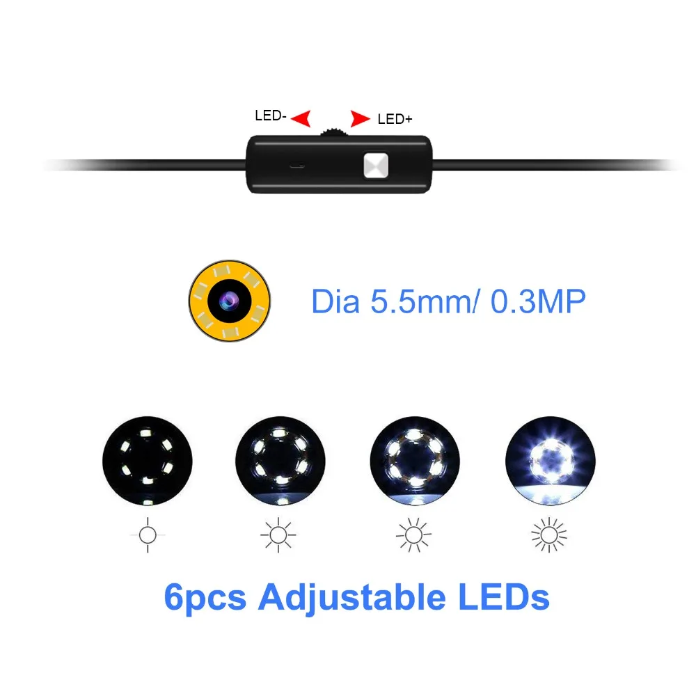 1/1. 5/2 M 7/5. 5 мм линза эндоскопа HD 480 P USB OTG гибкий эндоскоп Водонепроницаемый наблюдательная трубка Камера бороскоп для андроида телефон ПК