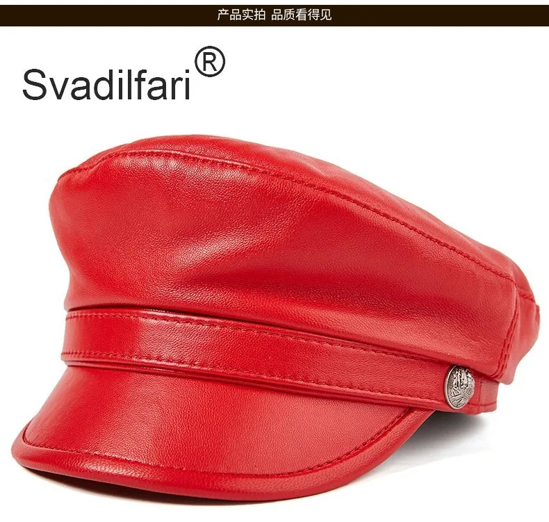 Svadilfari шляпа из натуральной кожи Осенняя женская шапка s из воловьей овчины армейская военная шляпа для мужчин и женщин модные бренды плоская кепка Новинка