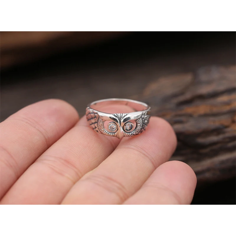 Everbling Lovely Cute Owl 925 Sterling Silver Ring Black CZ Everbling Lovely Cute Owl 925 Sterling Silver Ring Black CZ