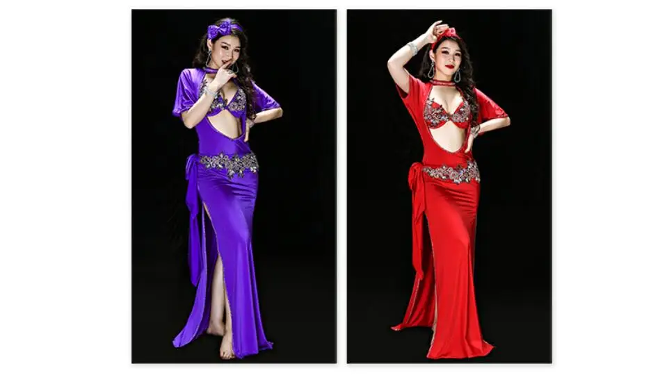 Shaabi Baladi шоу костюм 5 шт. комплект для женщин Bellydance Египетский стиль Galabeya танцевальное платье для выступлений красный