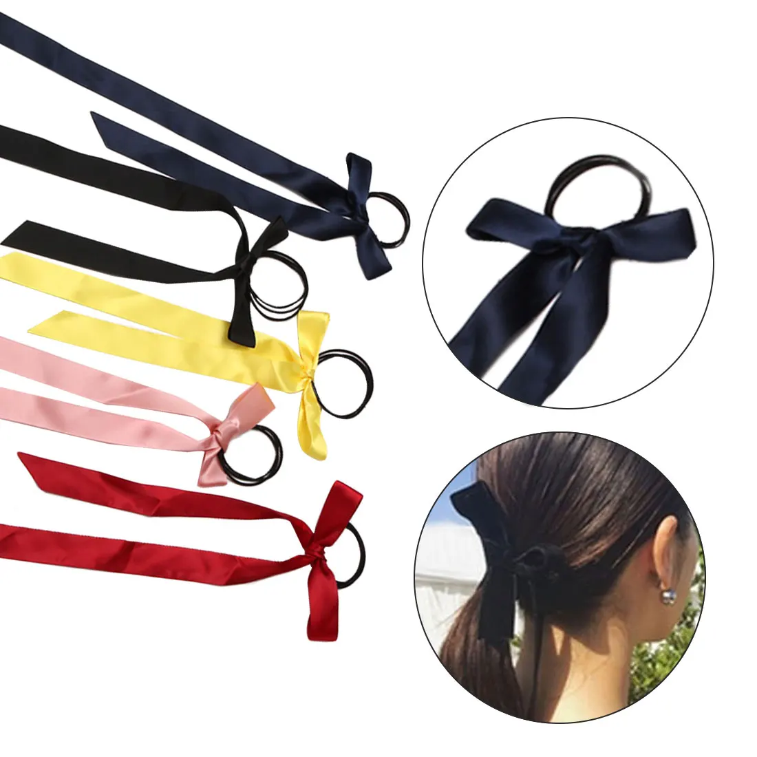 

Girl Elastic Hair Bands Bowknot Hair Ties Ribbon Bow Hair Rope Scrunchie Ponytail Holder Elastic Women Headwear Hair Accessories