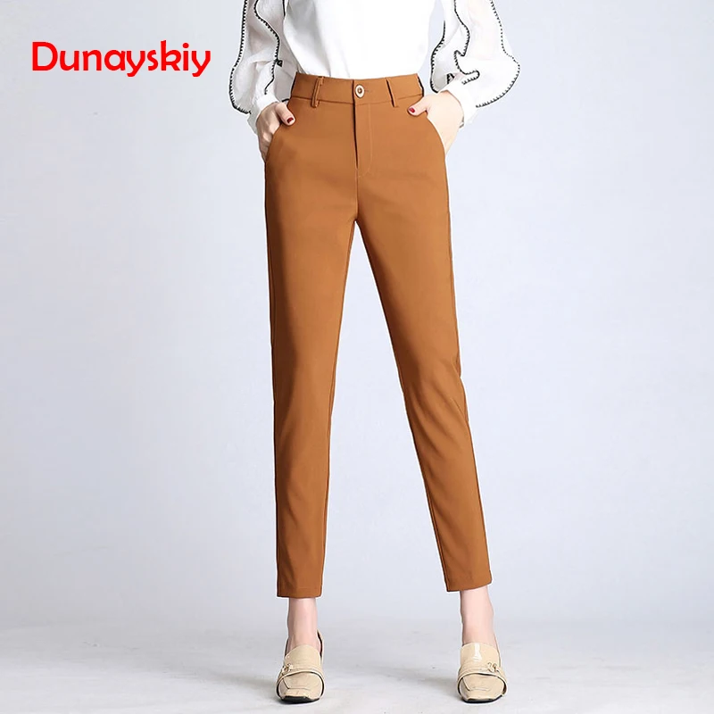 

Dunayskiy Women Spring Solid High Waist Long Pants Formal OL Elegant Harem Pants For Ladies In Workplace Business Suits Trousers