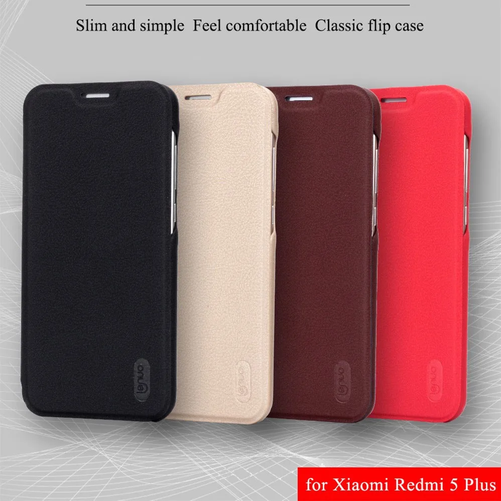 

Lenuo Luxury Flip Case Soft PU Leather Cover for Xiaomi Redmi 5 plus redmi 5+ Phone Shell book protective cover with Card Holder