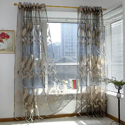 

Valances Tulle Voile Door Window Curtains Drape Panel Sheer Scarf Divider DE Hook&Grommet Top Window Curtain