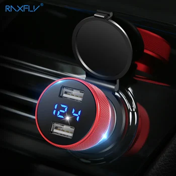 RAXFLY Car Phone Charger For Huawei P20 Pro Smart Digital Display Car Charger For iPhone XR 3.1A 2 Ports Fast Charging For Phone