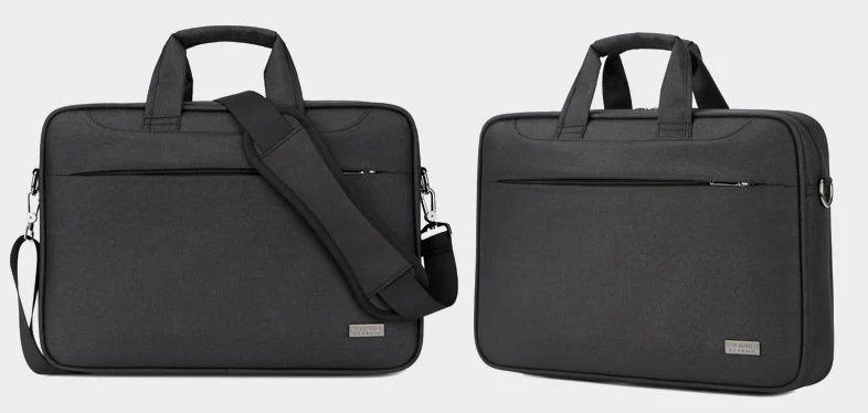Ударопрочный 14 15 15,6 дюймов, Одноцветный водонепроницаемый нейлоновый чехол для ноутбука, сумки для ноутбука, рюкзак-мессенджер для мужчин и женщин, школьный бизнес - Цвет: Черный