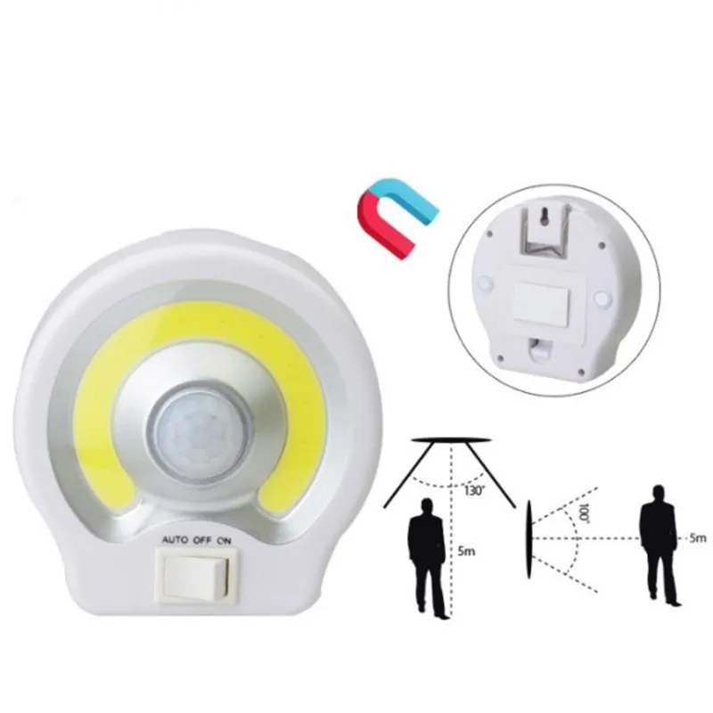 Мини PIR COB датчик движения светодиодный ночной Светильник s беспроводной магнитный шкаф светильник на батарейках шкаф спальня светодиодный настенный светильник