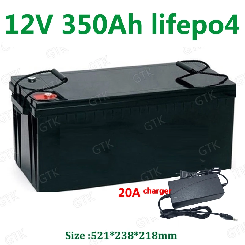 

GTK Waterproof 12V 350AH Lifepo4 lithium battery 100A BMS 4S 12.8V for inverter Solar energy caravan UPS EV boat +20A Charger