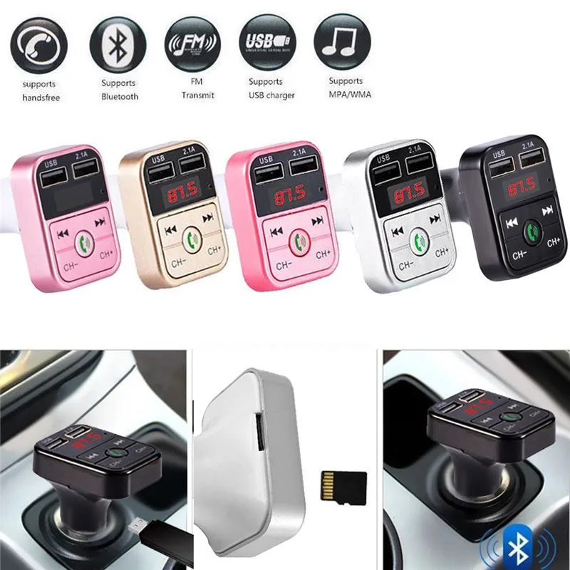 

New High Quality Universal Fashion Durable FM Transmitter Bluetooth Car Kit MP3 Player LED Dual USB 4.1A Car Charger#276898