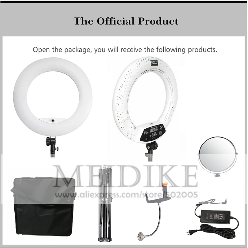 Yidoblo 96W Ring Light FD-480 Pro Beauty Studio LED Ring lamp Kit 2700-10000K Video Light Lamp Makeup Lighting + stand (2M)+ bag 4