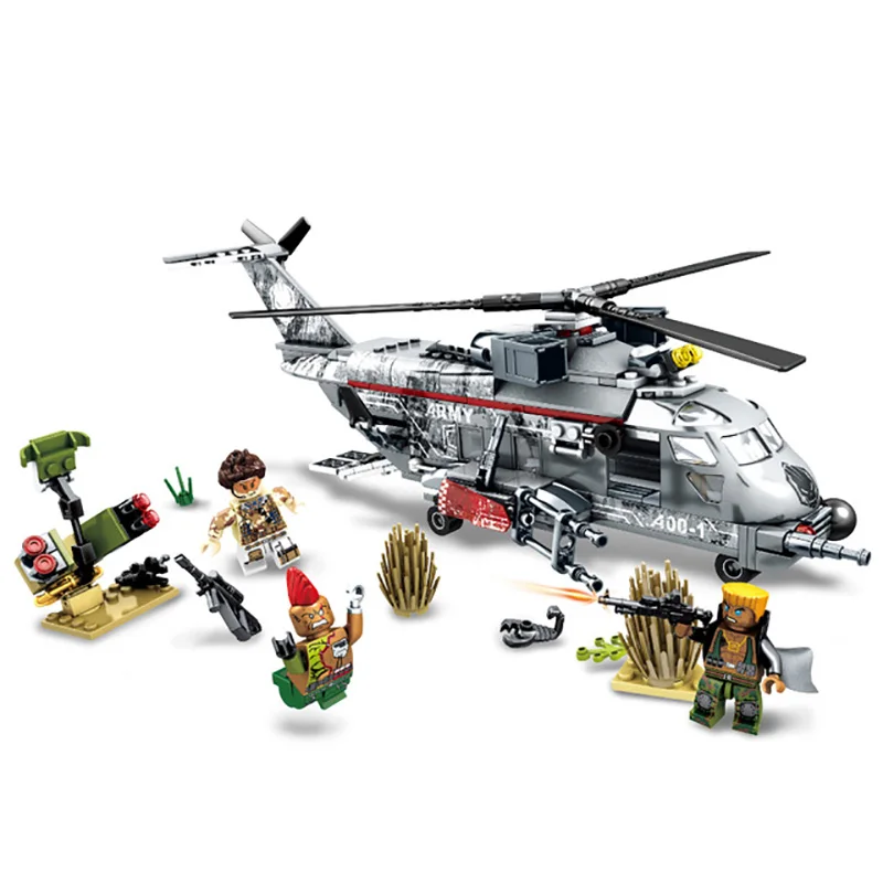 

Military Series Helicopter Special Forces War Oil Well Base Building Blocks Army Soldiers Figures Legoing Bricks Toys Kids