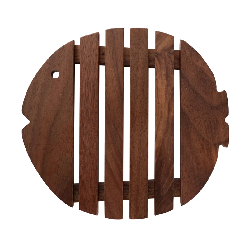 Wood Table Mat Heat Resistant Pot Pan Mats & Pads Table Decoration Cute Fish Shape Placemat for Kitchen Mug Coaster Wooden Utensils (3)