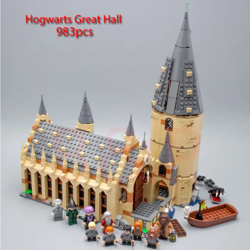 

2018 New 983pcs Harry set potter Magic School Great Hall Model Building Block Toy For Children Christmas gift compatible 75954
