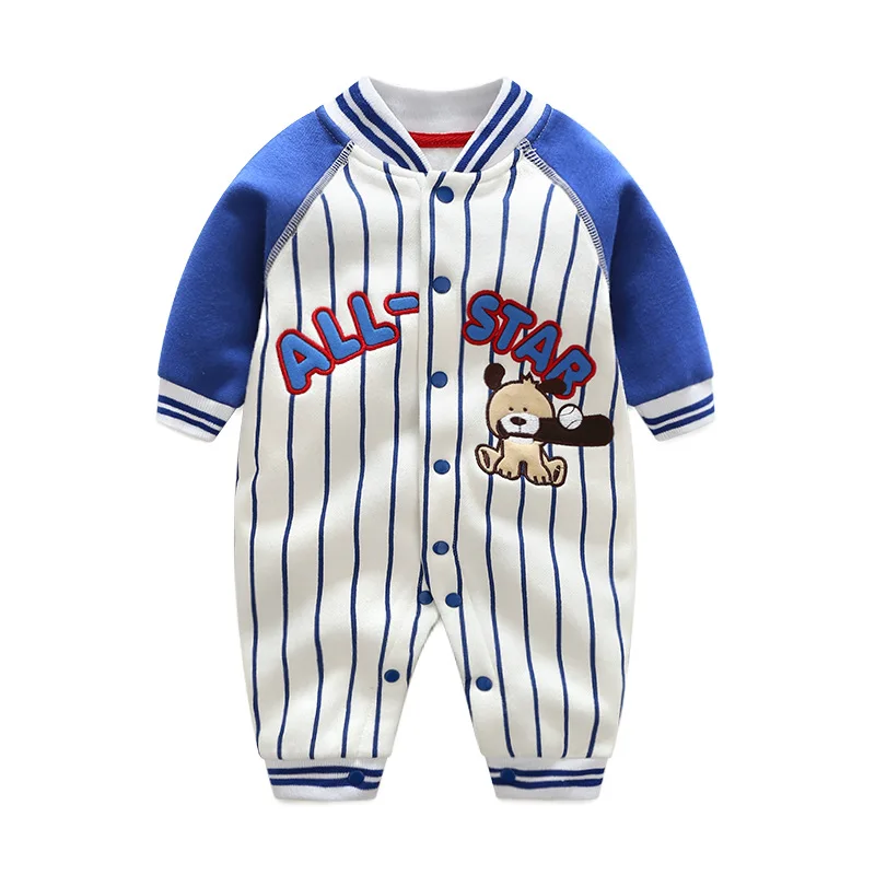

Autumn Winter Newborn Baby Clothes Boys Jumpsuits Striped Warm Romper Baby Rompers Infant Boy Clothes Kids Baseball Uniform