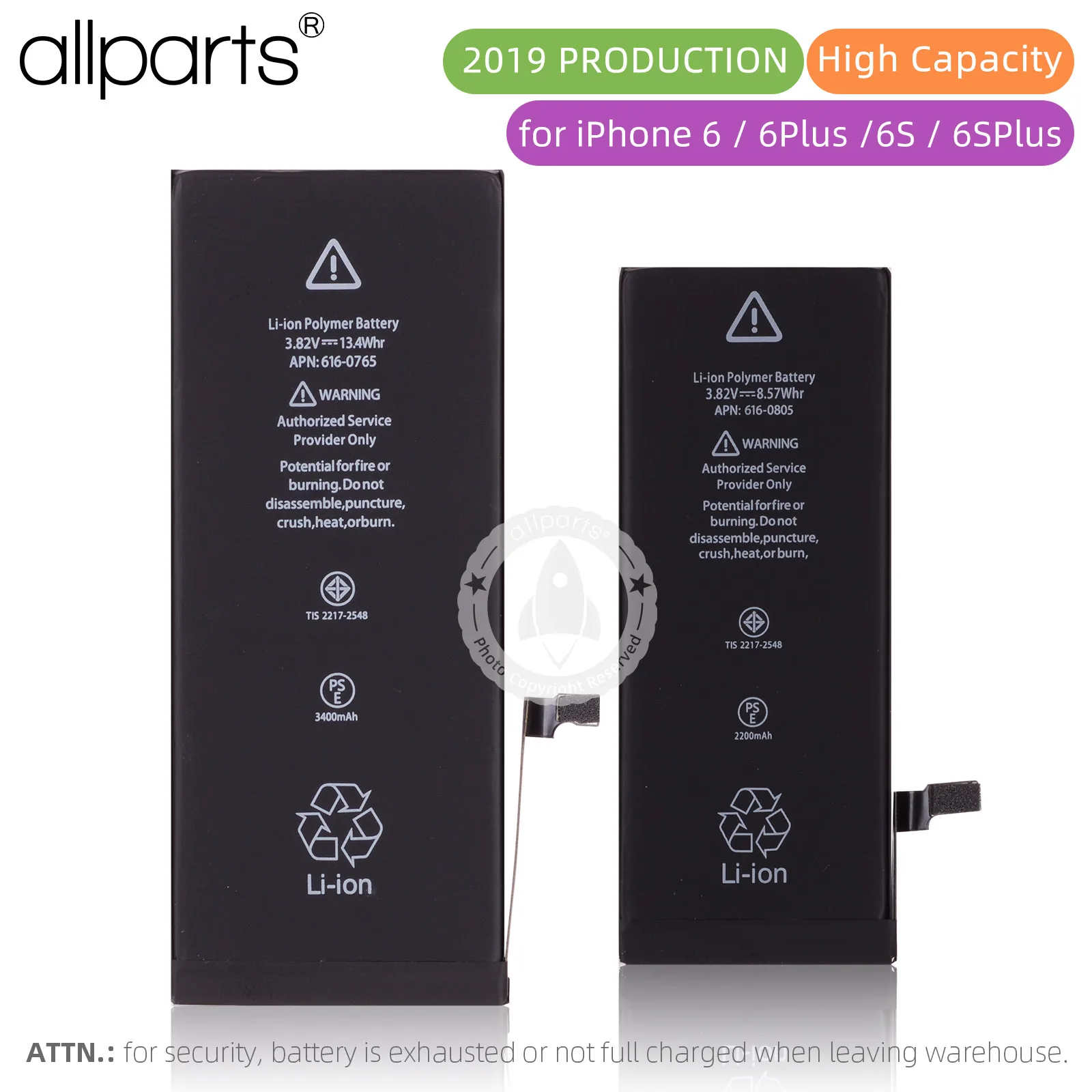 Made in 2019 High Capacity 3400mAh Batteries Replacement For Apple