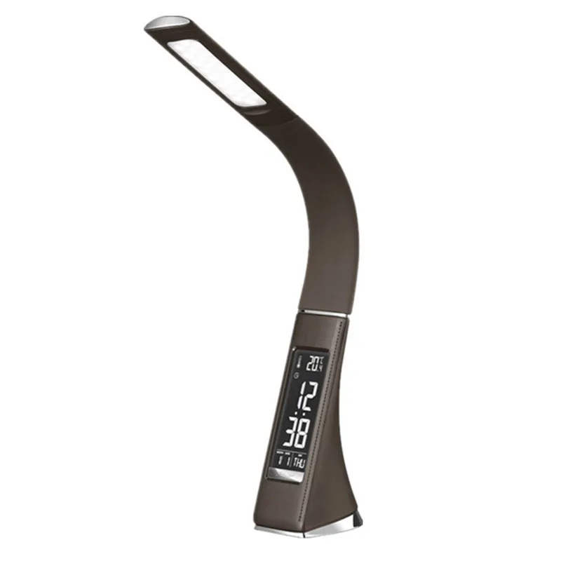 

LumiParty LED Desk Lamp Electronic VA Screen 3 Level Dimmable Eye Care Reading Light With Calendar Temperature Alarm Clock