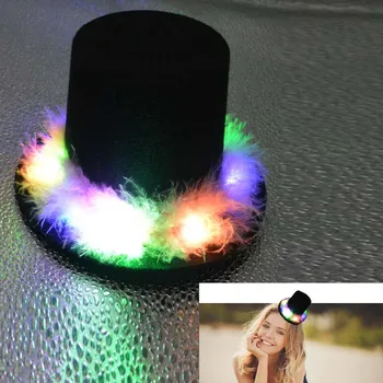 

Light Up Led Women Mini Top Hat Hair Clip Flashing Glowing Punk Gothic Decoration Headwear Hair home decor birthday